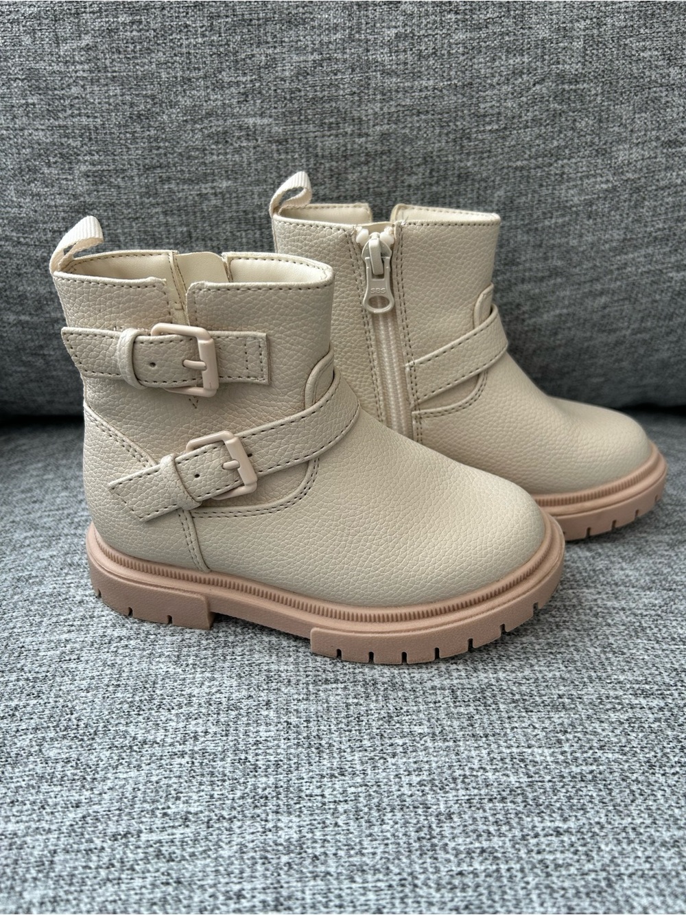 Cat & Jack Toddler Evie Cream Buckle Moto Fashion Ankle Boots Size 8T